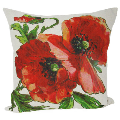  Vintage Poppy Throw Pillow Cover