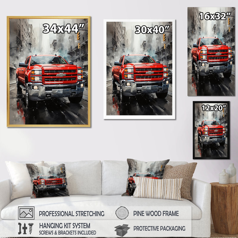 Camionnette Veenendaal - paysage urbain Hauler I - impression, H 20 po x l 12 po x P 1 po, Cadre photo argenté