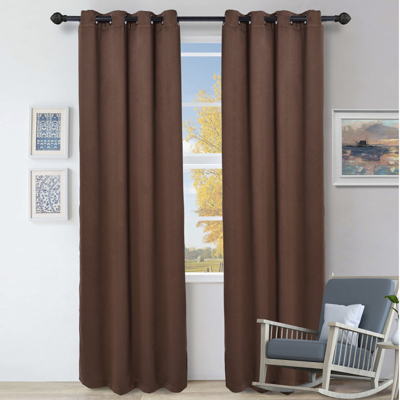 Paire de rideaux obscurcissant avec œillets Millendon, Cappuccino, Œillets l 46 po x L 84 po