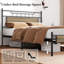 Metal Platform Beds Single Double Size with Wooden Headboard and Footboard, Rustic Vintage Bed Frame with Strong Steel Slats, No Box Spring Needed-1975620021-2006208472
