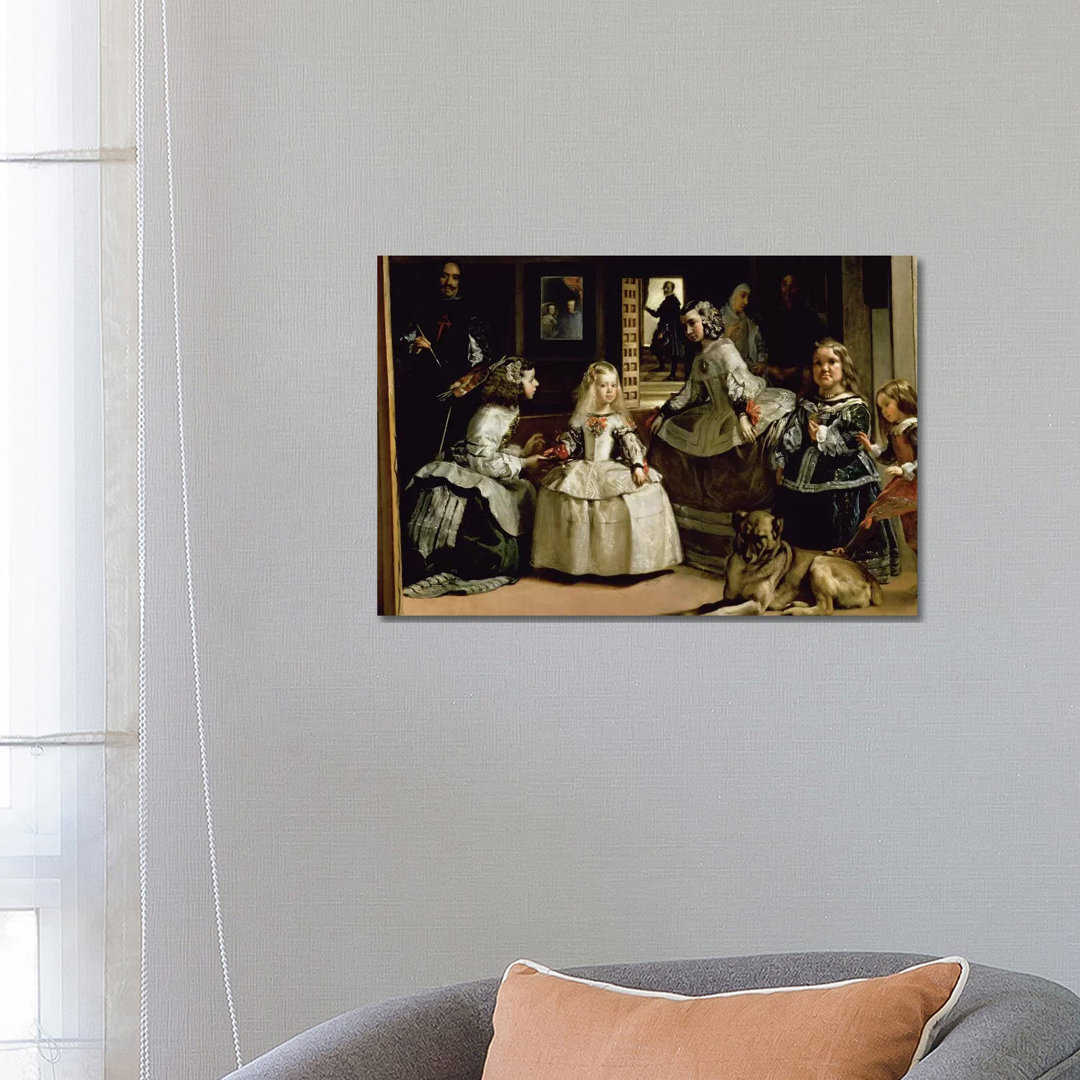 Las Meninas, Detail of the Lower Half Depicting the Family of Philip IV of Spain, 1656 by Diego Rodriguez de Silva y Velazquez - Wrapped Canvas Painti