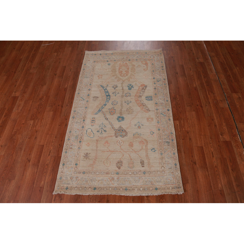 Vegetable Dye Wool Oushak Turkish Rug 3x5