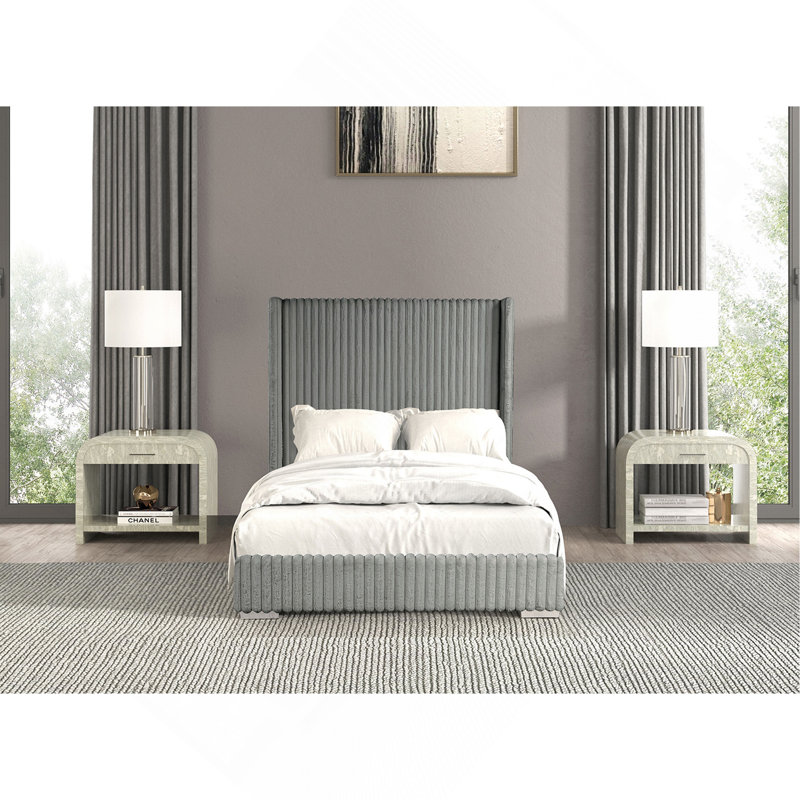 Matelas en chenille de 1 po gris contemporain, Lit double
