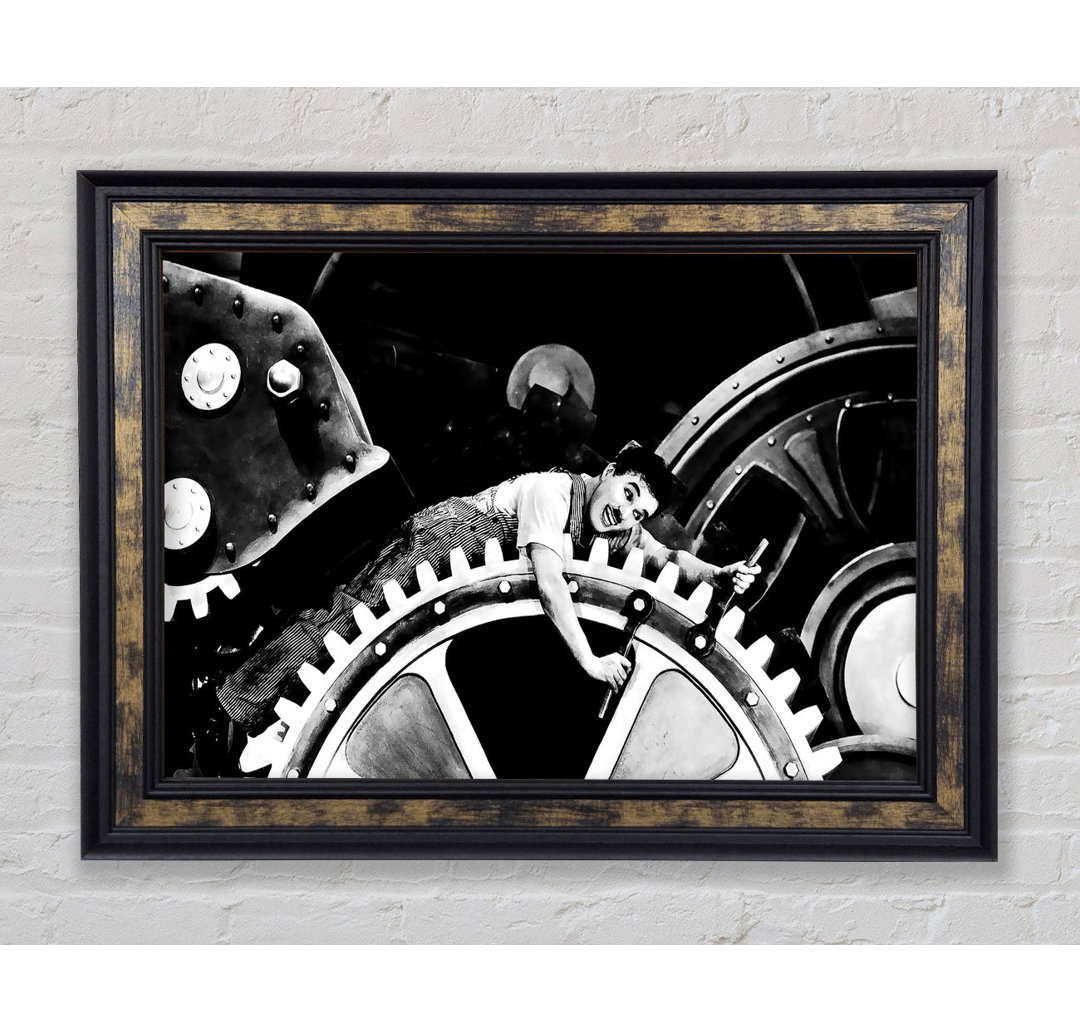 Charlie Chaplin Cogs - Bilderrahmen Kunstdrucke