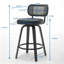 Ensemble de 3 tabourets de bar pivotants de style moderne Mid-Century avec dossier en canne, structure en bois de noyer et siège pivotant à 360 °-1868808100-1868808106