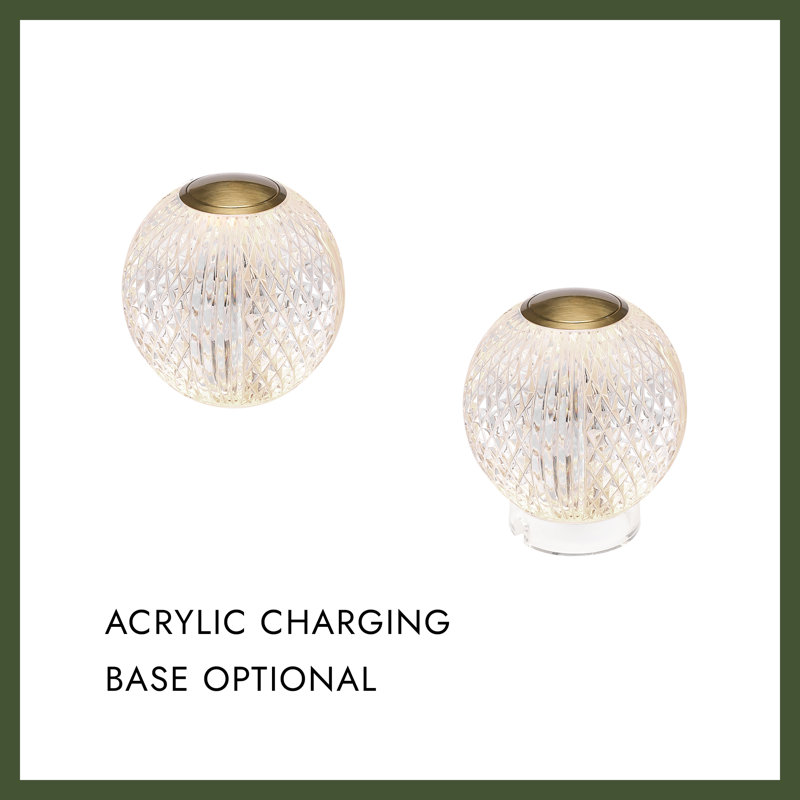 Marni LED Table Lamp, Natural Brass, Clear/Natural Brass, 4.38" H x 3.63" W x 3.63" D