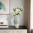 Contemporary Faceted Flower Vase for Home Decor - Triple Tone Tall Vase Accent for Bedroom and Living Room Styling - Green & Ivory-1341044962