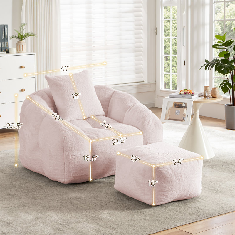 Double Bean Bag Chair, Pink 