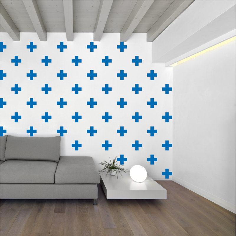 Abstract Non-Wall Damaging Wall Decal, Azure Blue, 3" H x 3" W x 0.01" D