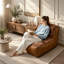 Élégant fauteuil à une place avec dossier sculptural et table d'appoint intégrée pour un confort et un style de salon améliorés