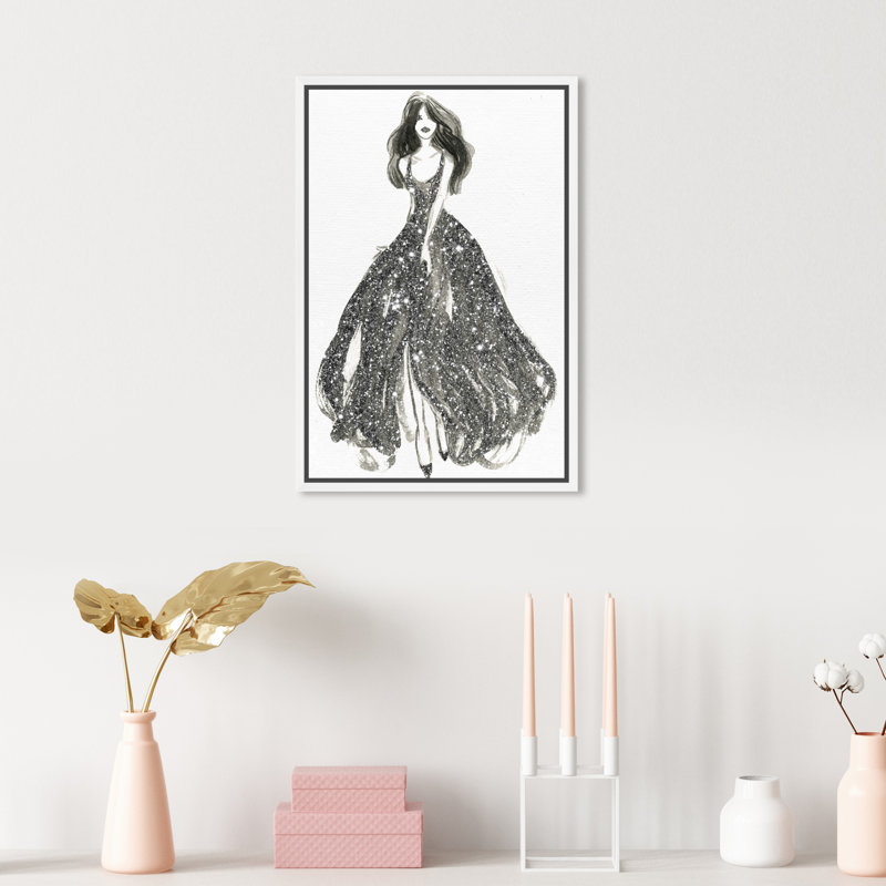 " Elegant Dress Flow II ", White Framed Canvas, 15" H x 10" W