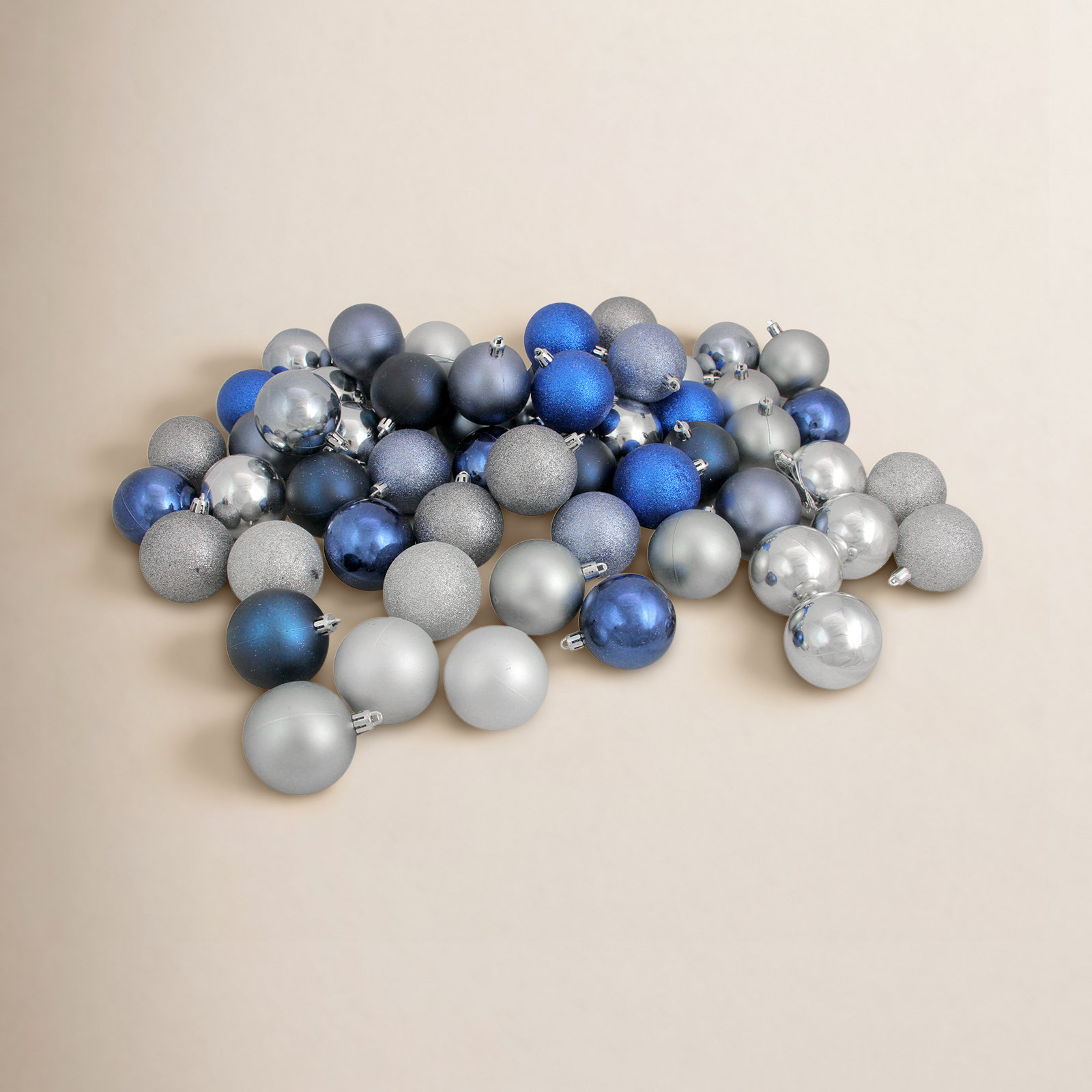 3" Shatterproof Bauble, Blue/Denim/Silver