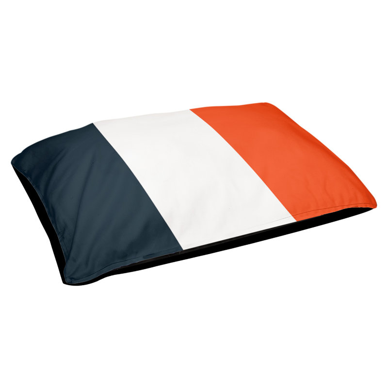 Coussin d'extérieur pour chien Florida Tribe, Grand (l 50 po x P 40 po x H 7 po), Black/White/Orange
