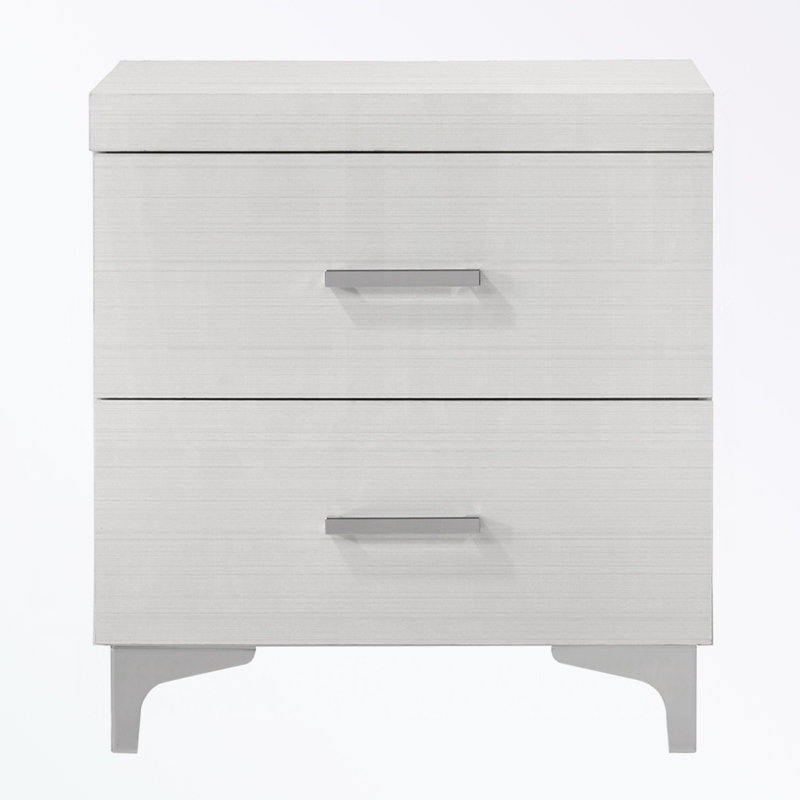 Table de chevet avec rangement à deux tiroirs et pieds en métal