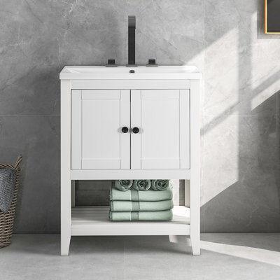 24'' Single Bathroom Vanity with Ceramic Top