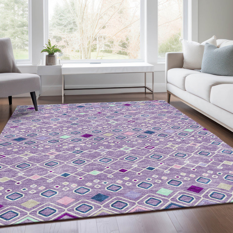 Tapis lavande lavable à la machine de qualité supérieure Prisco, Rectangle 9 pi x 12 pi