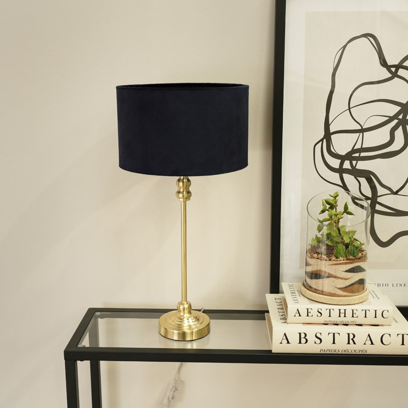 Reselva Metal Table Lamp, Gold Base/Black Shade