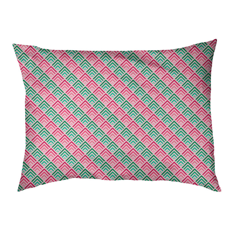 Coussin d'extérieur pour chien Campion, Moyen (L 29,5 po x P19,5 po x H 9,5 po), Rose pastel / vert