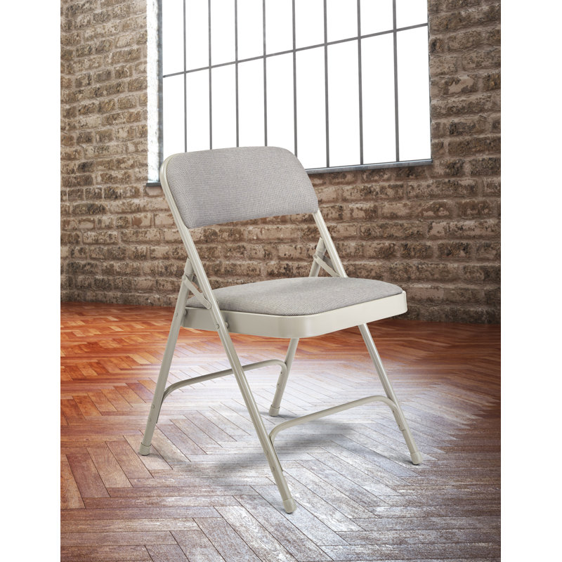 2200 Series Deluxe Fabric Double Hinge Premium Padded Folding Chairs, Gray/Gray Frame