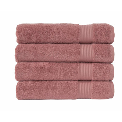 LuxSoft Quick-Dry 100% Cotton Bath Towel Set - 4-Piece, Large 30x54 Inches, Coral