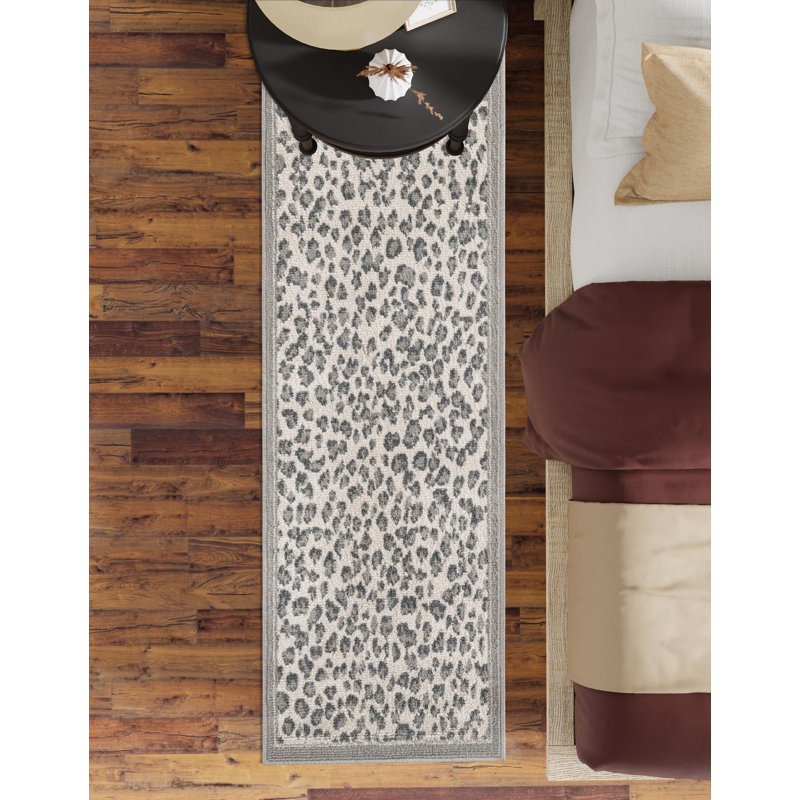 Tapis Pardus Teonni, Grey, Tapis de couloir 2 pi 7 po x 12 pi