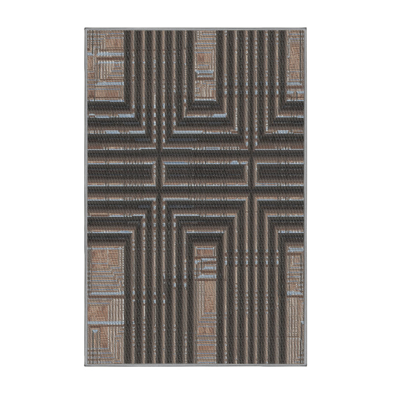 Tapis de zone brun à motif, Rectangle 7 pi x 10 pi