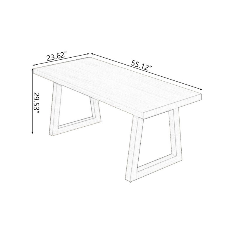 Bureaux rectangulaires en bois massif Burlywood, H 29,53 po x l 55,12 po x P 23,62 po