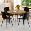 Ensemble de table et de chaises. Table de salle à manger moderne en MDF extensible. Convient pour des rassemblements de différentes tailles. Assorti de 4 chaises en polyuréthane artificielles noires avec coussins incurvés.-303791773