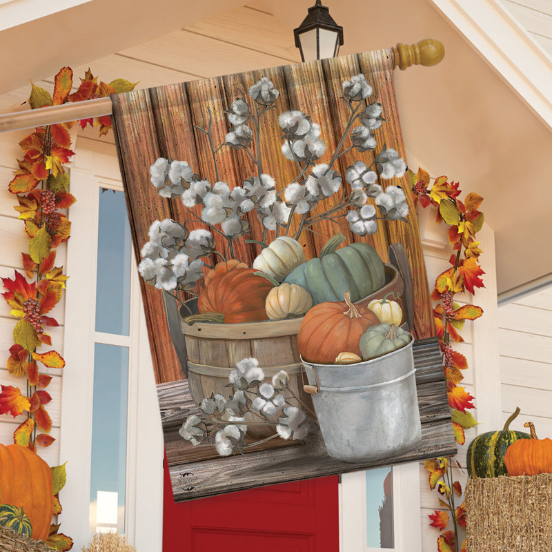 Pumpkins and Willows Autumn House Flag