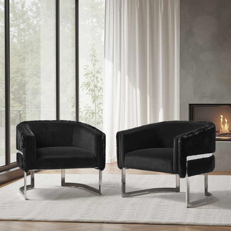 Rosetta Glam Armchair With Metal Legs, Black