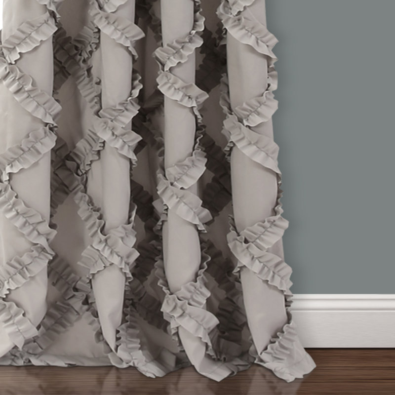 Semi Sheer Curtain Pair, Grey, 137cm W x 213cm L