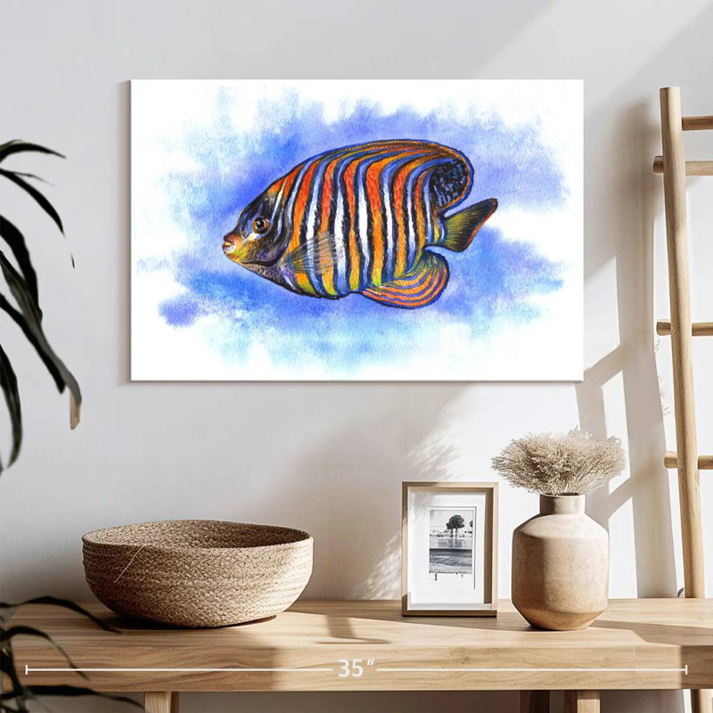Aquarelle, poisson-ange royal, H 16 po x l 24 po