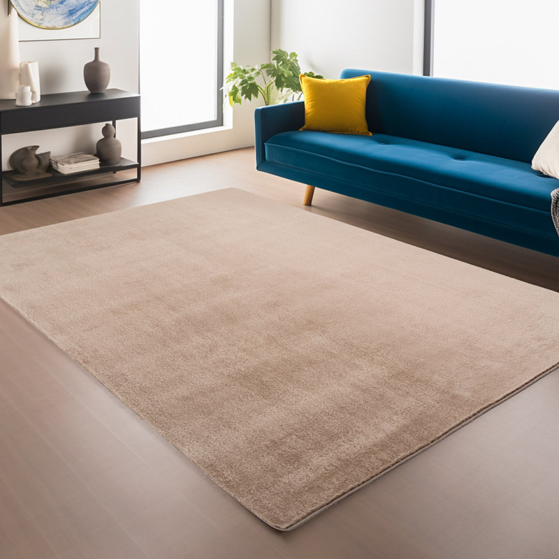 Knitted Washable Area Rug, Beige, Rectangle 160 x 220 cm