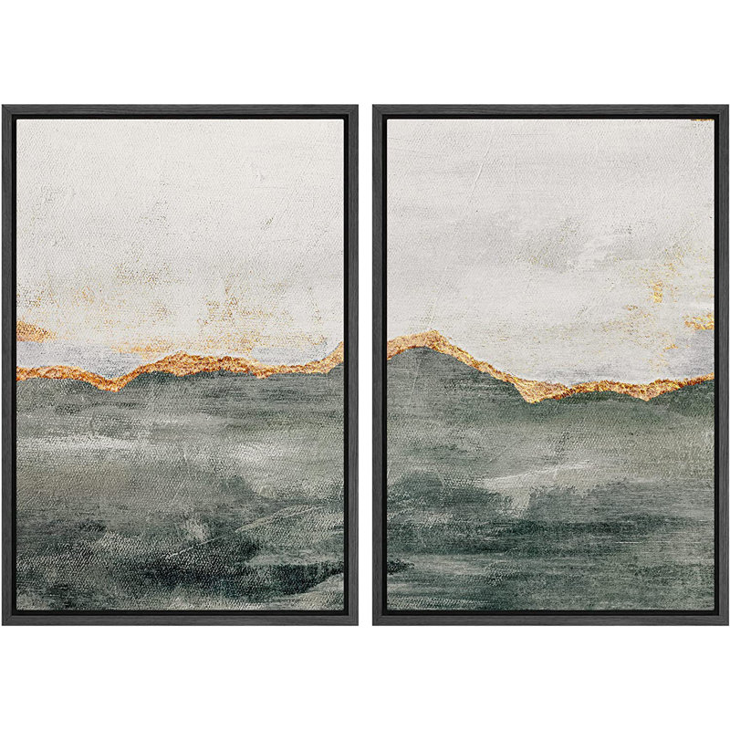 Ensemble de 2 peintures encadrées sur toile, Noir, H 24 po x l 32 po x P 1,5 po