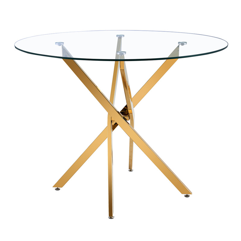 Table en verre etoile dorée, Or, L 36 po x L 36 po