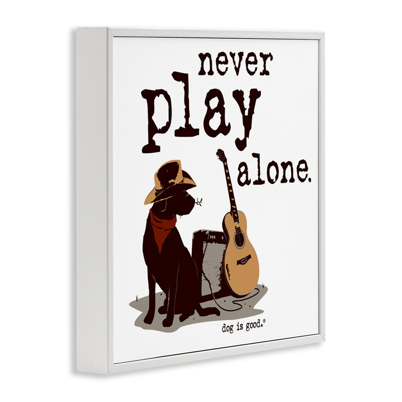 «Never Play Music Alone», estampe numérique encadrée par Dog Is Good, Estampe numérique encadrée blanc bord de mer