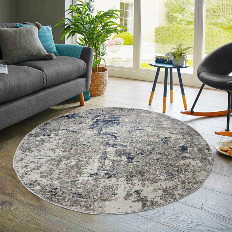 Elerte Abstract Indoor Rug, Round 6'