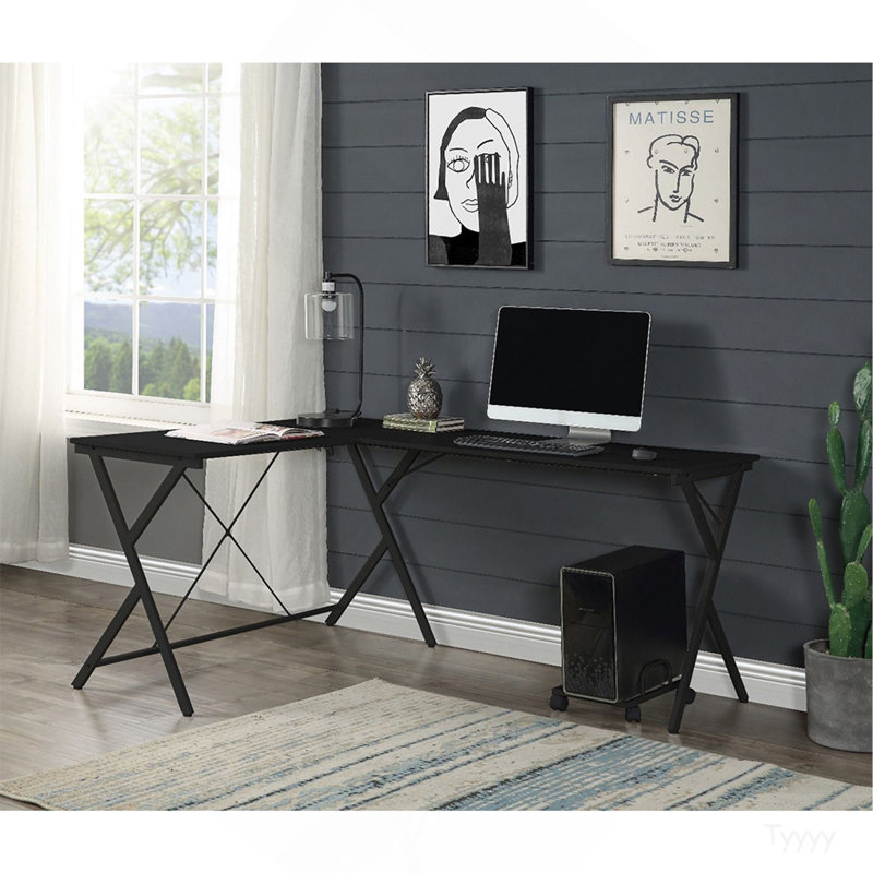 L-Shape Computer Desk with Computer Holder, Black