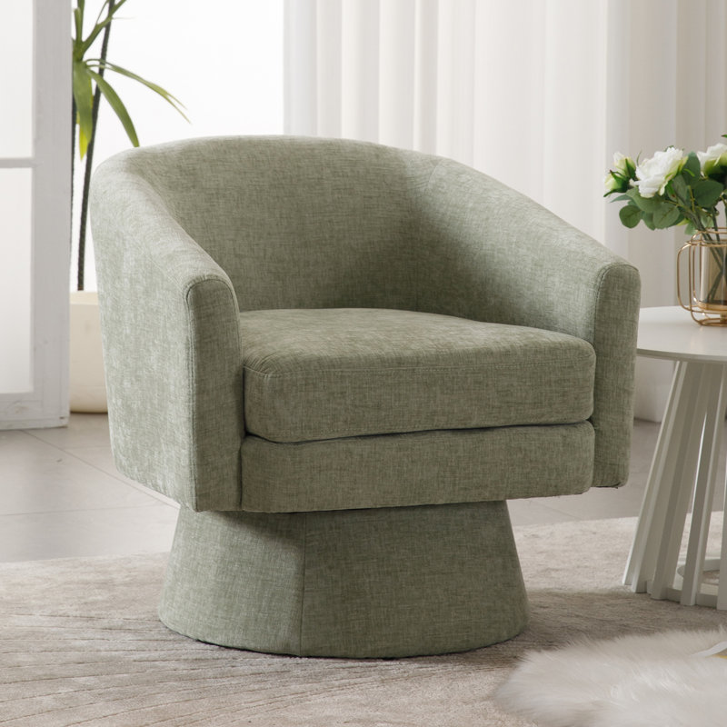 Fauteuil demi-tonneau pivotant à 360 degrés avec coussin amovible, Chenille verte