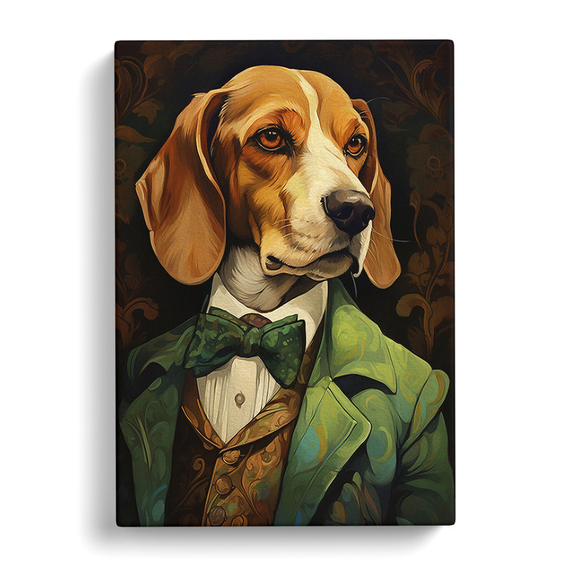 Beagle Art Nouveau Art No.2 - Wrapped Canvas, 50cm H x 35cm W x 3cm D