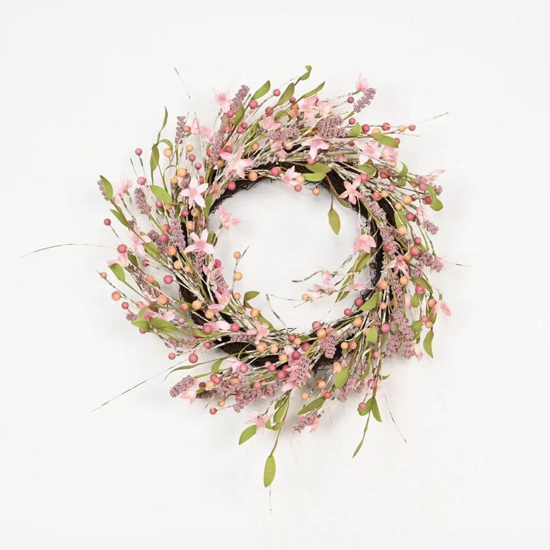 Couronne florale 18 po en forme de grappe de baies pour printemps