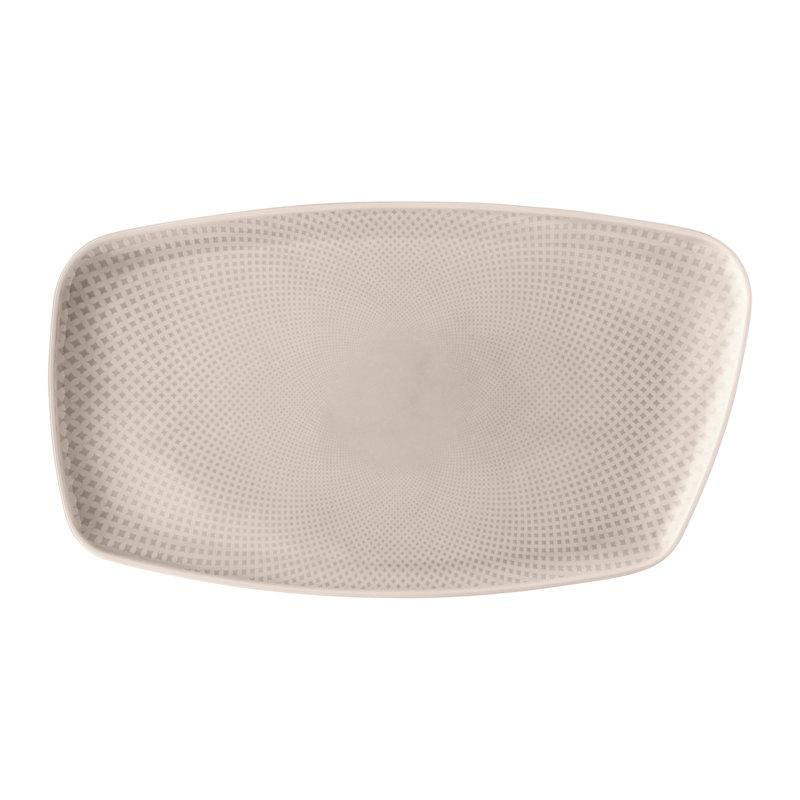 Junto Porcelain China Platter, Pearl Gray, 0.75" H x 8.25" W x 14.25" L