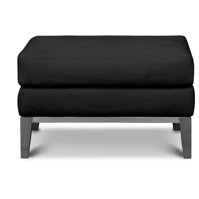 Repose-pieds rectangulaire en cuir véritable de 30 po Fairfax, Bronze satiné foncé, Rosa Antico (Providence)