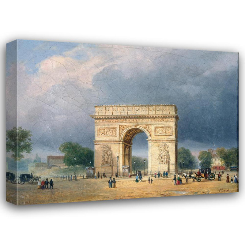 «The Arc De Triomphe De L’Étoile» par François Étienne Villeret - Toile tendue avec châssis, H 24 po x l 17 po