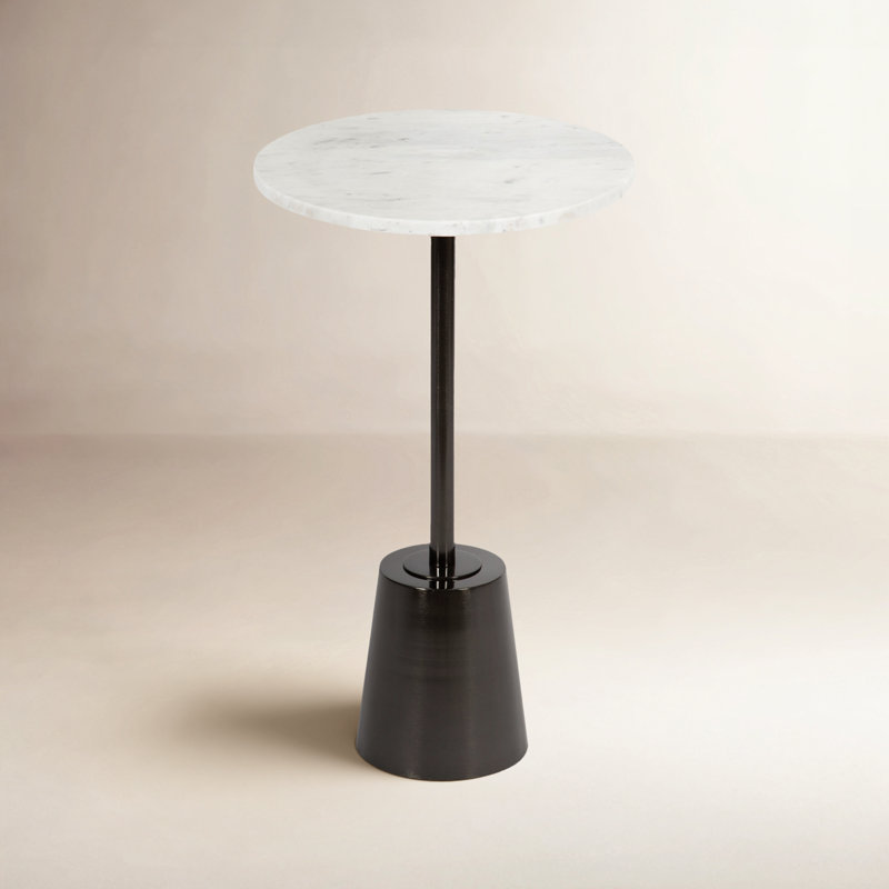 Table de bout Cemil, Blanc, Étain