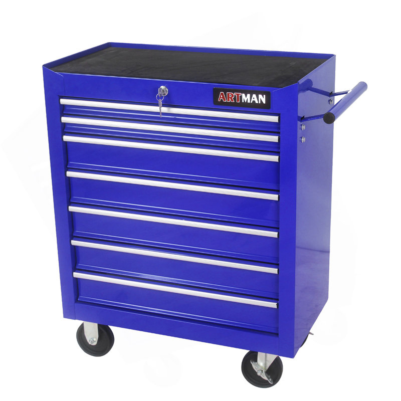 Chariot à outils multifonctionnel avec 7 roulettes - Bleu, Blue