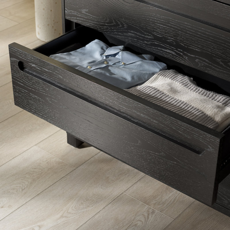 Tobiette 6 Drawer Wood Dresser, Black