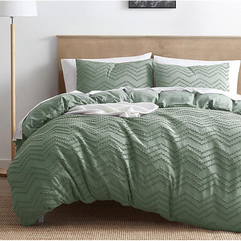 Ensemble de housse de couette toutes saisons avec insert et taies décoratives Soft, Très grand lit, Vert
