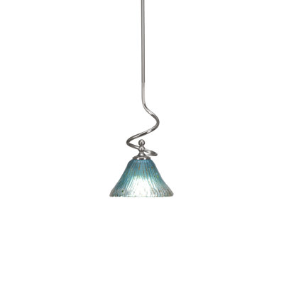 Genessys Stem Hung Mini Pendant With 7" Teal Crystal Glass