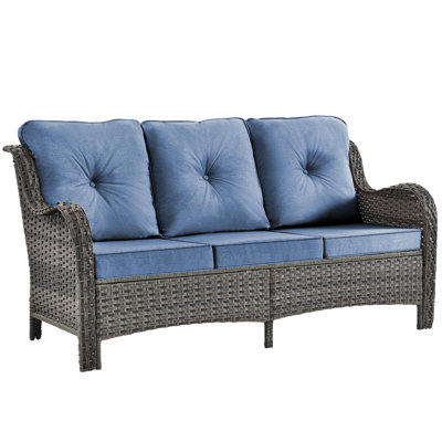 Seun 71.26'' Wide Outdoor Rectangle Patio Sofa with Cushions -  Winston Porter, AB126FBE7C264CEF91D561D82EEBD4F8